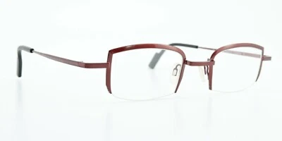 THEO Belgium Glasses Frame Belote Fr 96 Square Curved Half Rim Monel Wine Red - Image 1 of 4