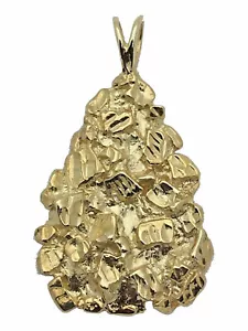 10k Yellow Gold Diamond Cut Triangle Free Form Nugget Pendant 1.75" 11 grams - Picture 1 of 5