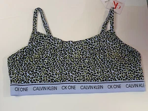 NUEVO SUJETADOR DEPORTIVO CALVIN KLEIN LOGO BANDA AZUL CLARO LEOPARDO BRALETTE TOP XLARGE - Imagen 1 de 2