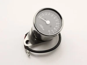 Tacho 1:5 60mm Black Face Stainless Steel Body, LED, Cafe Racer, Bobber, Custom - Picture 1 of 10