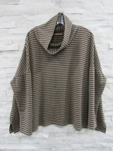 Cut Loose Striped Fleece Terry Stretch Knit Monks Neck Oversized Shirt Top OS - Picture 1 of 6