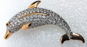 Signed SWAROVSKI DOLPHIN BROOCH RETIRED 1990s - Picture 1 of 21