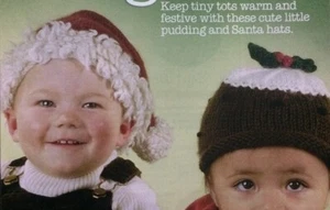 Baby Festive Christmas Pudding & Santa Hat Aran KNITTING PATTERN - Picture 1 of 7
