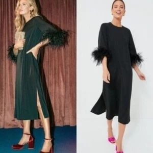 Biesen NEU schwarz Feder Jamie formell 3/4 Ärmel Maxikleid Größe XS - Bild 1 von 11