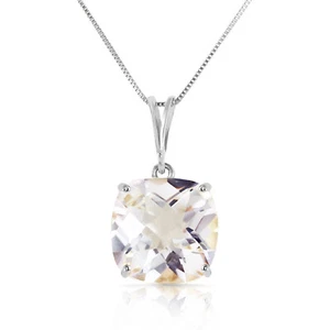 3.6 Carat 14k Solid White Gold Necklace Natural Checkerboard Cut White Topaz - Picture 1 of 5