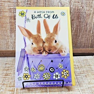 Hallmark Ostern Grußkarte von uns beiden lila Hasen Blumen - Bild 1 von 8