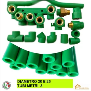 TUBO RACCORDI PPR VERDE A SALDARE Ø 20 e 25 IMPIANTI IDRAULICI ACQUA POTABILE - Foto 1 di 43