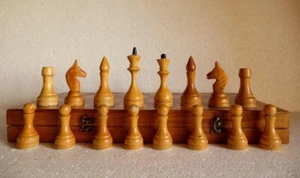 Vintage 1970s Soviet Russian Wooden Chess Set Folding Board 45х45 cm #61 - Picture 1 of 15