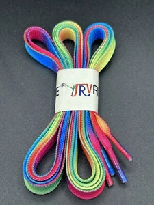 Fashion Rainbow Printed Shoelaces Colorful Gradient Shoe Laces Flat Sneakers - Picture 1 of 2