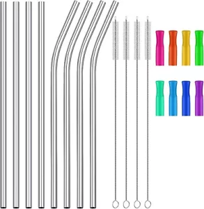 20 Pieces 14 Inch Stainless Steel Straws Long Drinking Straws for 100 Oz Tumbler - Picture 1 of 7