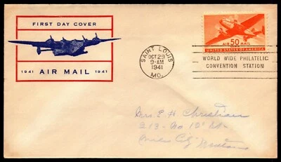 Scott C31 - Cargo Plane FDC - Unknown Cachet - Addressed - Planty C31-25 - Image 1 of 2
