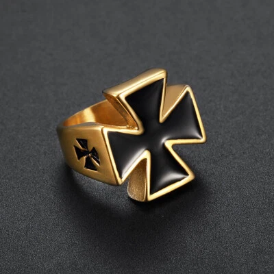 Anillos cruzados para hombre Anillos de acero inoxidable para hombre Anillo de compromiso esmaltado Comodidad Foto 1 de 4