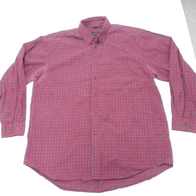Izod Shirt Men's Large Red Plaid 100% Cotton Long Sleeve Casual Button-Down - Image 1 of 4