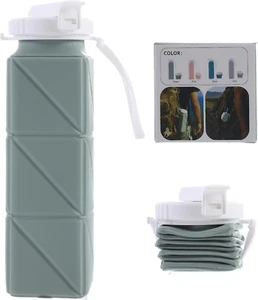 21 Unzen faltbare Wasserflasche - Lebensmittelqualität BPA-freies Silikon, auslaufsicher - Bild 1 von 12
