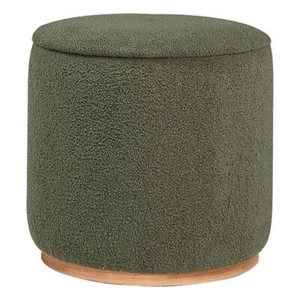 Pemberly Row Transitional Fabric Upholstered Round Ottoman Green - Picture 1 of 5