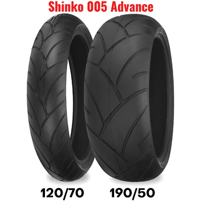 New Shinko 005 Advance Motorcycle Tire Set Front Rear 120 + 190/50 Radial 17" - Image 1 of 4