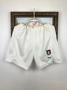 Vintage Puma Italy Football Shorts National Team Soccer White Mens Rare Size L - Picture 1 of 10
