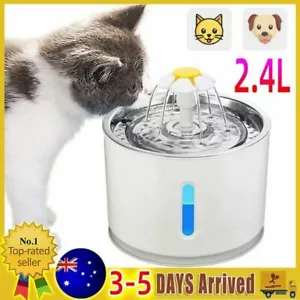 2.4L Stainless Steel Top USB LED Drinking Bowl Cat/Dog Pet Auto Water Fountain - Picture 1 of 11