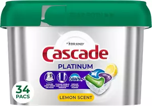 Cascade Platinum Dishwasher Pods, Dishwasher Detergent, Dish Detergent Soap, Lem - Picture 1 of 11
