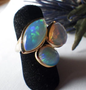 SCHMUCK-STCK Sogni DORO TERRA OPALIS RING Kristallopal Opal Gold 53 17 Trillant - Picture 1 of 15
