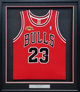 Bulls Michael Jordan Autographed Framed Nike Jersey Retirement Patch /230 UDA - Picture 1 of 9