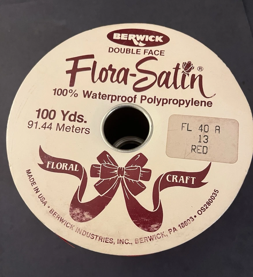 VTG Berwick Flora Satin Ribbon 2 - 3/4" Wide 100 Yd Roll Waterproof Red - Image 1 of 4