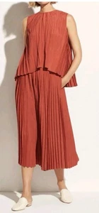 Vince Orange Pleated Wide Leg Culotte Cropped Pants Size 6 - Picture 1 of 12