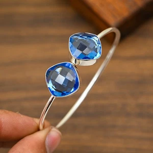 Tansanit Edelstein 925 Sterling Silber Handarbeit Schmuck Designer Armband - Bild 1 von 4