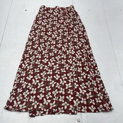 Maxi falda vintage de diseño Paul Harris roja floral con botones para mujer talla pequeña Foto 1 de 4