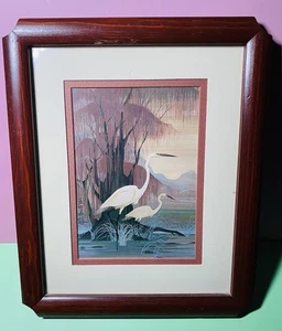 Vintage Hero Nim Asian Windsor Art Print – Framed Oriental Egrets Birds Wall Art - Picture 1 of 6
