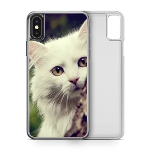 Cute White Cat Face Kitty Phone Case for iPhone Models - Picture 1 of 3