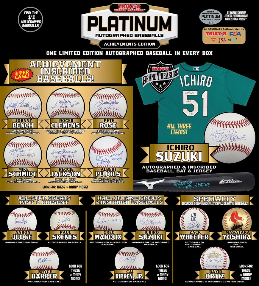 TRISTAR Hidden Treasures Autographed Baseballs - Platinum Achievements (1 Box) - Image 1 of 1