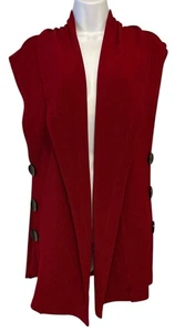 Vtg Soft Surroundings Vest Red Mesa 3 Button Women’s Sz L Large 101206 USA - Picture 1 of 5