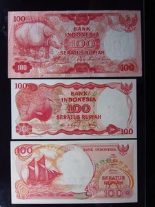 Indonesia 100 Rupiah 1977 1984 1992 Type Set Unc 0388i1g Bank Money - Picture 1 of 2