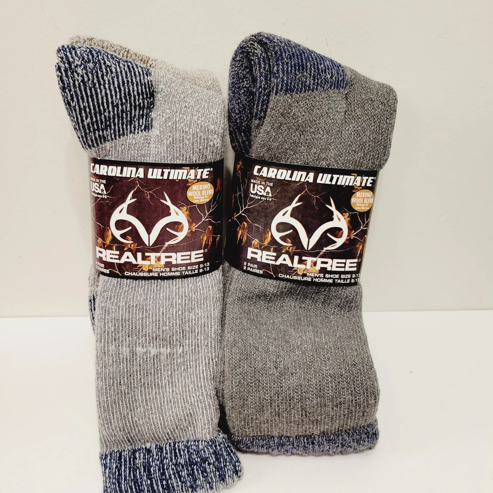 Realtree Ultimate Mens 4 Pari Socks All Season USA Wool Blend Sz 9-13 - Image 1 of 4
