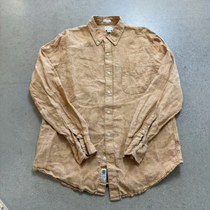 Camisa de lino irlandesa J.Crew Baird McNutt para hombre S naranja calce ajustado manga larga - Imagen 1 de 4