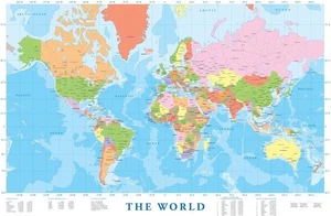 Eurographics 2400-1271 Mappa del Mondo, Poster di Eurographics 24 x 36 - Foto 1 di 2