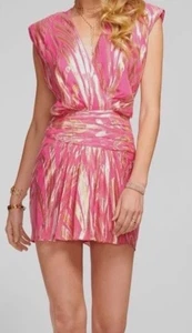 Ramy Brook Women's Pink Reina Ruched Silk Metallic Mini Dress Size 0 NWT $495 - Picture 1 of 16