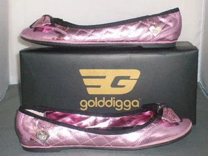Golddigga Ballet Pumps Girls/Womens Metallic Pink Bow Detail Sizes 5 £5.99 - Picture 1 of 2
