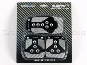 NRG Sport Pedals Black Silver Carbon Fiber 3 Piece New - Picture 1 of 3