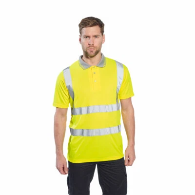 Portwest S477 Hi-Vis Reflective Safety Work Short Sleeve Polyester Polo ANSI - Image 1 of 4