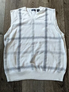 Chaleco Suéter Izod Para Hombres Talla Grande Pullover Cuello en V Clásico Tejido Blanco - Imagen 1 de 5