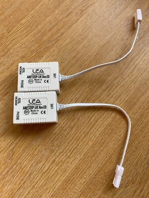 TWO ADSL Leacom AMF320P-UK Internet Broadband Micro Filter Splitter + Cable Lead - Image 1 of 2