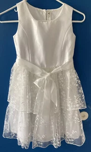 Cherokee First Communion Dress White 7/8 Sleeveless Embroidered Lace New - Picture 1 of 12