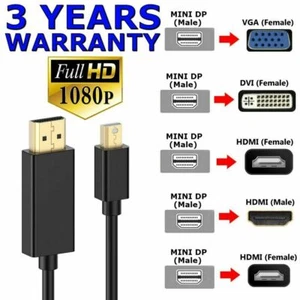 Mini DisplayPort DP to HDMI VGA DVI Adapter TV Cable for MacBook Air Thunderbolt - Picture 1 of 18
