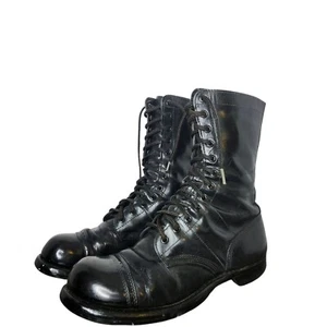 Vtg Corcoran Military 10" Black Leather Combat Boots Lace Up Mens Size 10 READ - Picture 1 of 18