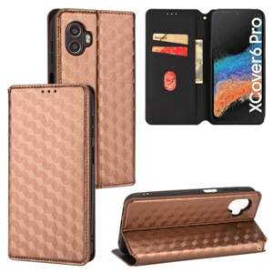 For Samsung Galaxy Xcover 7 / 6 Pro Retro Leather Classic Flip Wallet Grid Cover - Picture 1 of 19