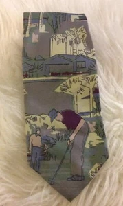 Polo Ralph Lauren Golf Krawatte 100% Seide Golfer Pastellfarben - Bild 1 von 5