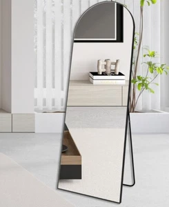Large Full Size70x170cm Arched Black Mirror Aluminium Wall Floor Bathroom Makeup - Picture 1 of 11