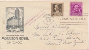 #878 Jane Addams combo Morrison Hotel Chicago First Day cover Special Delivery - Picture 1 of 2